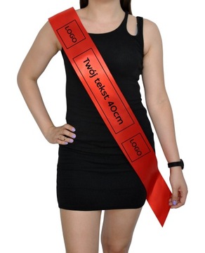 WSTĘGA SZARFA REKLAMOWA DLA HOSTESSY NADRUK LOGO