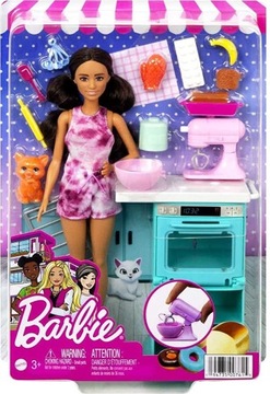 LALKA BARBIE W KUCHNI ZESTAW mikser piekarnik