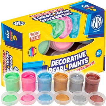 Astra FARBY DEKORACYJNE PERŁOWE 6 kolorów x 20 ml