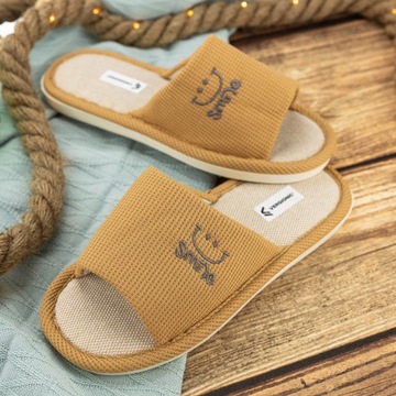 KAPCIE DOMOWE KLAPKI DAMSKIE PANTOFLE NADRUK CIAPY