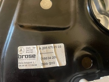 MECHANIZMUS OKNO ZVEDÁK LEVÝ ZADNÍ MERCEDES-BENZ W205 OE A 205 670 01 03