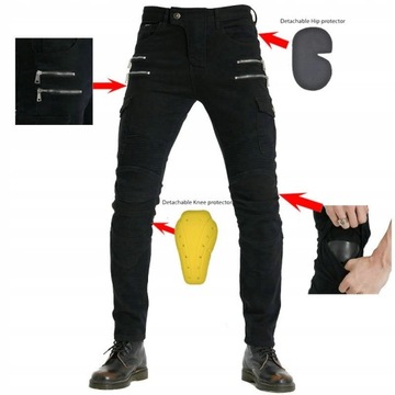 SPODNIE MOTOCYKLOWE BOJÓWKI MĘSKIE JEANSY KEVLAR
