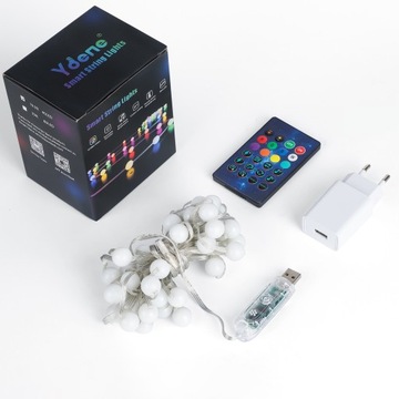 Рождественские елочные гирлянды USB 80LED 10m RGB ЦВЕТНЫЕ УКРАШЕНИЯ ПРИЛОЖЕНИЕ С ПУЛЬТОМ ПУЛЬТА