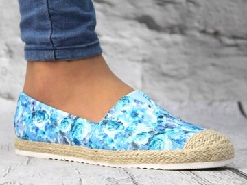 BALERINKI DAMSKIE WYGODNE ESPADRYLE W KWIATY r 36