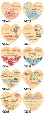 Podziękowania dla gości KOMUNIA na CHRZEST I ROCZEK URODZINY magnes 10 szt.