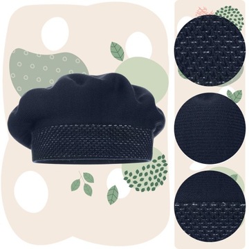 BERET DAMSKI KLASYCZNY ZIMOWY PRODUKT POLSKI MAJKA ELEGANCKI GRANATOWY