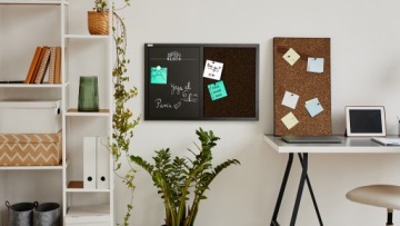 Магнитная пробковая доска 60x40 коричневый/черный COMBI черная рамка +GRATIS