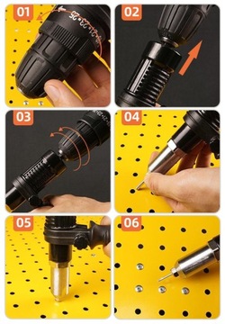 ЗАКЛЕПКА ЗАКЛЕПКА ДЛЯ АДАПТЕРА ОТВЕРТКИ + 4 НАКОНЕЧНИКА