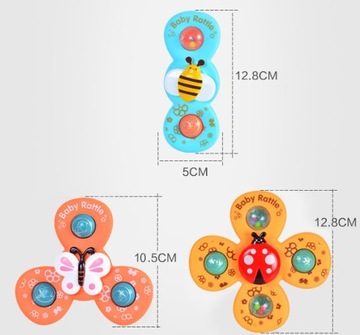 СПИННЕР С СЕНСОРНОЙ ПРИСОСКОЙ ПОДАРОЧНАЯ ПОГРЕМКА ДЛЯ ВАННЫ 3 ШТ.