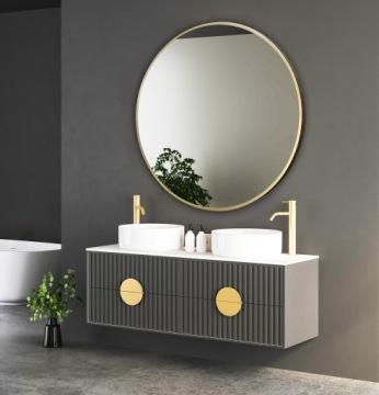 ЗОЛОТОЕ ЗЕРКАЛО КРУГЛОЕ 40 УЗКАЯ АЛЮМИНИЕВАЯ РАМКА ЛОФТ