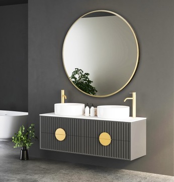 ЗОЛОТОЕ ЗЕРКАЛО КРУГЛОЕ 50 УЗКАЯ АЛЮМИНИЕВАЯ РАМКА ЛОФТ