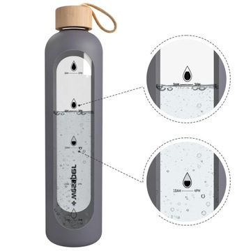 Wessper Activemax Мотивационная стеклянная бутылка 1000мл + серый футляр