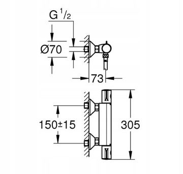 Тропический душ 26 см + смеситель GROHE THERMOSTATIC