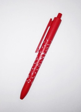 Музыкальная ручка с нотами - красная