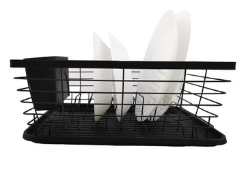 СУШИЛКА ДЛЯ СУШКИ ПОСУДЫ С ПОДДОНОМ, НАСТАВНАЯ, БОЛЬШАЯ, ЧЕРНАЯ, ОДНОУРОВНЕВАЯ, WZ5