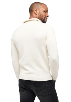 Sweter męski Mustang Emil T Zipper ecru rozpinany pod szyją r. XL