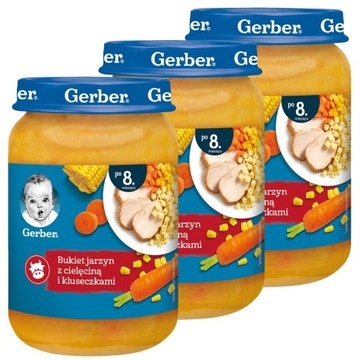 Nestlé Gerber Bukiet jarzyn z cielęciną i kluseczkami po 8 miesiącu 190g