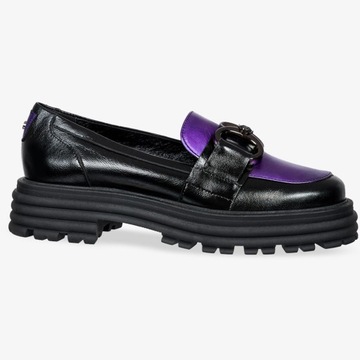 MOKASYNY SKÓRZANE DAMSKIE PÓŁBUTY NA PLATFORMIE 36