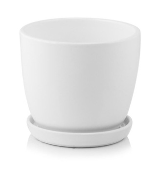 CERAMICZNA DONICZKA Z PODSTAWKIEM 13cm BIAŁA