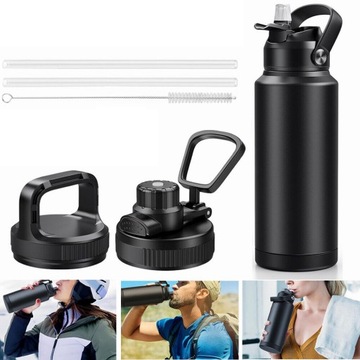 ИЗОЛИРОВАННАЯ БУТЫЛКА БУТЫЛКА ДЛЯ ВОДЫ 950 МЛ, СПОРТИВНАЯ БУТЫЛКА ДЛЯ ПИТЬЯ С СОЛОМОЙ