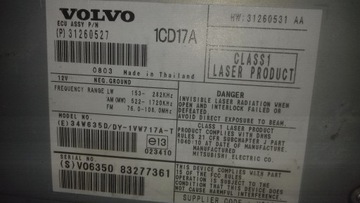 Radio CD Volvo S40 V50 C30 31260527 1CD17A antena