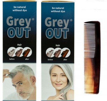 GreyOut Q10 na Siwe Włosy Przywraca Kolor Odsiwiacz +profesjonalny grzebień