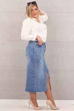 ЭЛЕГАНТНАЯ ДЖИНСОВАЯ ЮБКА С ПРОРЕЗЬЮ, БОЛЬШИЕ РАЗМЕРЫ ЗА КОЛЕНОМ, ЭЛЕГАНТНАЯ ЮБКА-КАРАНДАШ