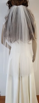 Кремовая вуаль, экрю, 1 слой, короткая, 80 см