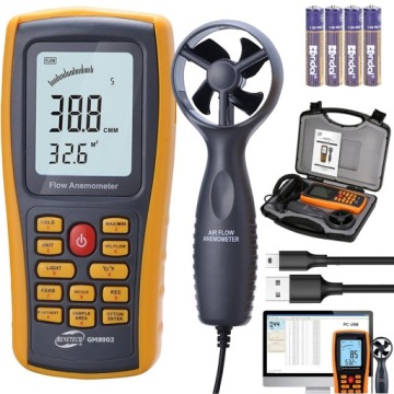 ANEMOMETR WIATROMIERZ MIERNIK WIATRU TEMPERATURY POMIAR PRĘDKOŚCI POWIETRZA