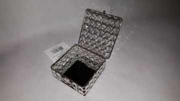 Ozdobne pudełko na drobiazgi 11x11cm metal szkło