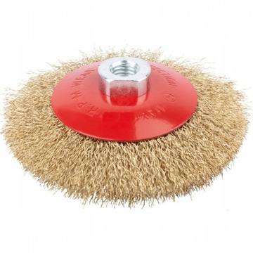 SZCZOTKA DRUCIANA 125mm M14 BOCZNA MOSIĄDZOWANA DO STALI METALU DREWNA RDZY