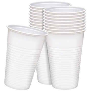 Kubki jednorazowe na zimne napoje plastikowe białe 200ml 100szt