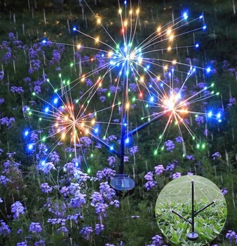 2x Lampa solarna zewnętrzna ogrodowa LED dmuchawiec Fajerwerki FIREWORKS