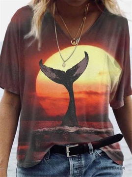 T-shirt z krótkim rękawem kobiety malarstwo pejzaż
