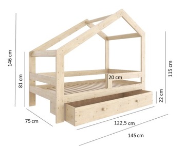 ДЕТСКАЯ КРОВАТЬ С ЯЩИКОМ HOUSE 70X140 ДЕРЕВЯННАЯ ДЕТСКАЯ КРОВАТЬ KBWN