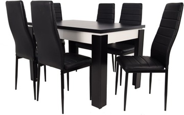 Rozsuwany stół 80x120x160 i 6 białych krzeseł EKO