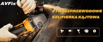 УГЛОВАЯ ШЛИФОВАЛЬНАЯ МАШИНА AVFix 21В 1000Вт 125мм + аккумулятор 5,0Ач + 13 шт. ЩИТЫ бесплатно