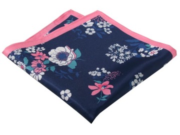 POSZETKA - WYPUSTKA, BUTONIERKA, CHUSTKA GRANAT W RÓŻOWE KWIATY 11