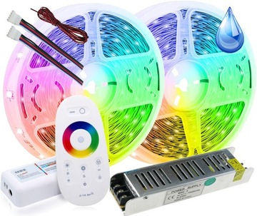 ZESTAW RGBW 10m Taśma LED Wodoodporna Biała Ciepła