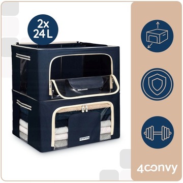 2x ящика-органайзера, ящик для одежды, белья для шкафов-купе с крышкой, 24 л