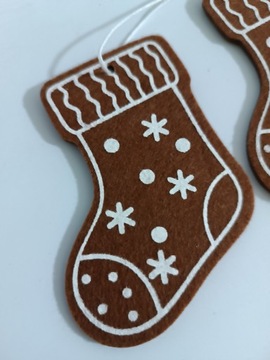 ПРЯНИЧНЫЕ КУЛОНКИ ВОЙЛОЧНЫЙ ТУФЕЛЬ САНТЫ ДЛЯ ЕЛКИ 3 шт