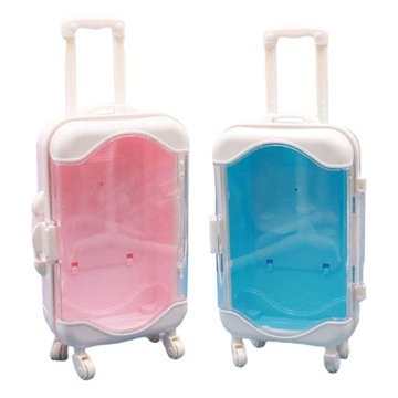 2 Pieces Modern 1/12 Doll House Plastic Jewelry Small Clothes Suitcase