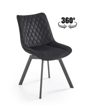 Krzesło tapicerowane obrotowe K520 czarne bluvel 19 salon jadalnia