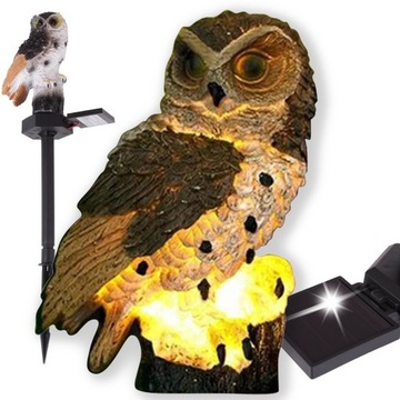 LAMPA SOLARNA OGRODOWA SOWA WODOODPORNA DUŻA LED