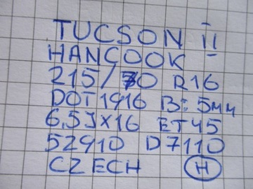 KOLA RÁFKY PNEUMATIKY HYUNDAI TUCSON R16 16R