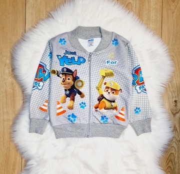 Толстовка для мальчика 128 PAW PATROL GREY BOMBER толстовка на молнии CHASE RUBBLE