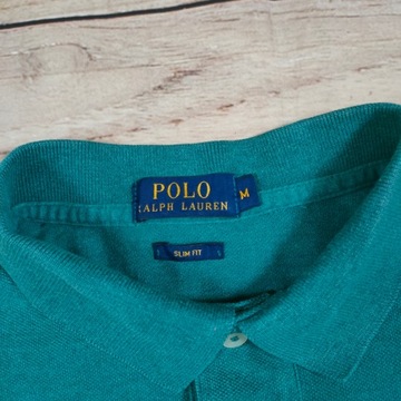 POLO RALPH LAUREN Koszulka Polo Męska Slim Fit Zielona Logo r. M