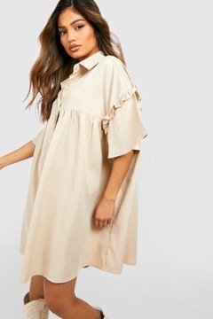 ПЛАТЬЕ-РУБАШКА BOOHOO БЕЖЕВАЯ С ОРФАМИ IGI NG2__XL