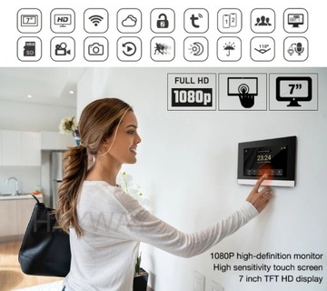 7-дюймовый сенсорный экран TUYA Video WIFI Домашняя система внутренней связи