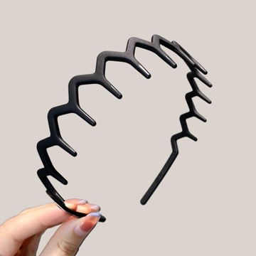 Unisex Wavy Spring Hair Hoop Black Non Slip Outdoor Sports Headbands for